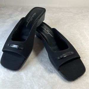 SALVATORE FERRAGAMO Square Toe Slides Size 12